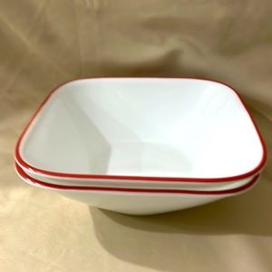 Corelle Square Bowls HAMANI GARDEN FLOWER. Set of (2). Made in USA. 6.5”. A1707.